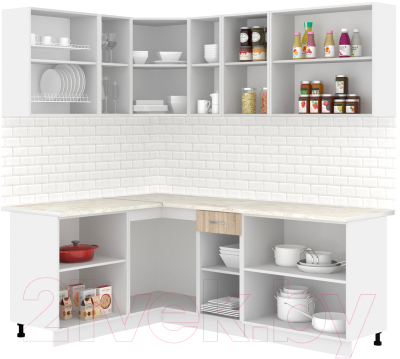 Кухонный гарнитур Кортекс-мебель Корнелия Лира 1.5x2.1 (дуб сонома/королевский опал)