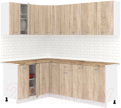 Кухонный гарнитур Кортекс-мебель Корнелия Лира 1.5x2.1 (дуб сонома/мадрид) - фото