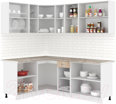 Кухонный гарнитур Кортекс-мебель Корнелия Лира 1.5x2.1 (дуб сонома/марсель)