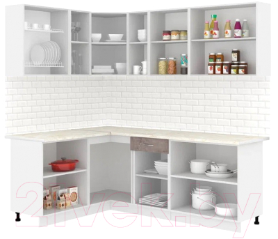 Кухонный гарнитур Кортекс-мебель Корнелия Лира 1.5x2.2 (капучино/оникс/королевский опал)