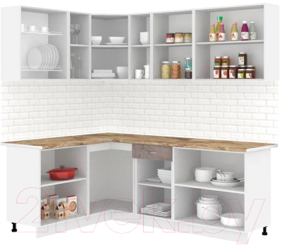 Кухонный гарнитур Кортекс-мебель Корнелия Лира 1.5x2.2 (капучино/оникс/мадрид)