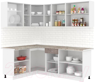 Кухонный гарнитур Кортекс-мебель Корнелия Лира 1.5x2.2 (капучино/оникс/марсель)