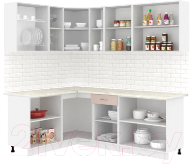 Кухонный гарнитур Кортекс-мебель Корнелия Лира 1.5x2.2 (крем/капучино/королевский опал)