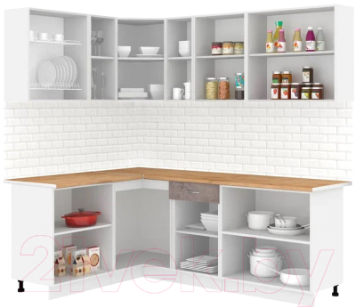 Кухонный гарнитур Кортекс-мебель Корнелия Лира 1.5x2.2 (крем/оникс/дуб бунратти)
