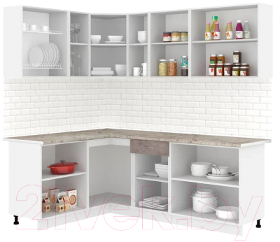 Кухонный гарнитур Кортекс-мебель Корнелия Лира 1.5x2.2 (крем/оникс/марсель)