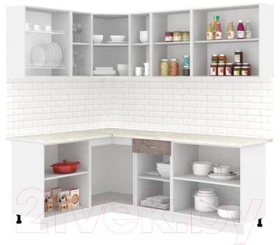 Кухонный гарнитур Кортекс-мебель Корнелия Лира 1.5x2.2 (салатовый/оникс/королевский опал)