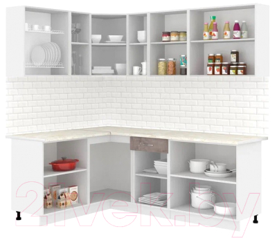 Кухонный гарнитур Кортекс-мебель Корнелия Лира 1.5x2.2 (сирень/оникс/королевский опал)