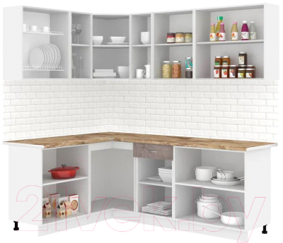 Кухонный гарнитур Кортекс-мебель Корнелия Лира 1.5x2.2 (сирень/оникс/мадрид)