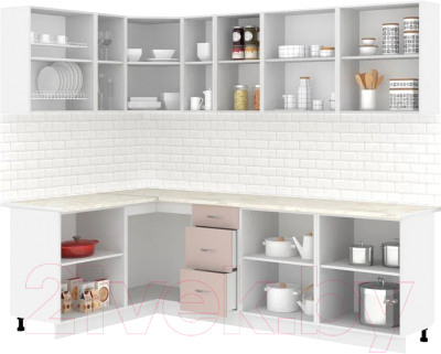 Кухонный гарнитур Кортекс-мебель Корнелия Лира 1.5x2.5 (крем/капучино/королевский опал)