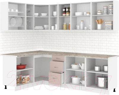 Кухонный гарнитур Кортекс-мебель Корнелия Лира 1.5x2.5 (крем/капучино/марсель)