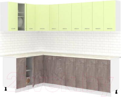 Кухонный гарнитур Кортекс-мебель Корнелия Лира 1.5x2.5 (салатовый/оникс/королевский опал) - фото