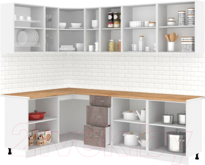 Кухонный гарнитур Кортекс-мебель Корнелия Лира 1.5x2.5 (сирень/оникс/дуб бунратти)