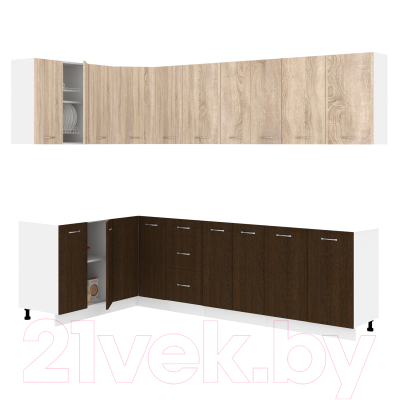 Кухонный гарнитур Кортекс-мебель Корнелия Лира 1.5x2.7 без столешницы (дуб сонома/венге) - фото