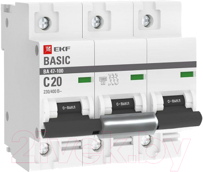 Выключатель автоматический EKF ВА 47-100 / mcb47100-3-20C-bas - фото