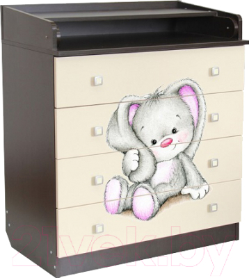 Комод пеленальный Фея 1580 Зайчонок (венге/бежевый) - фото