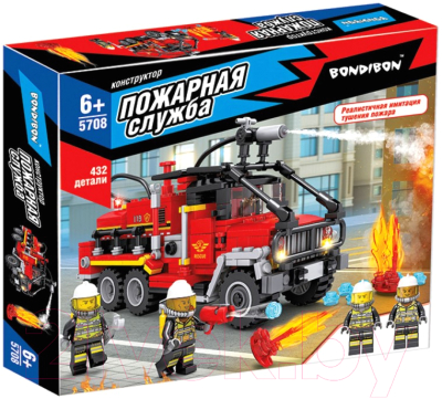 Конструктор Bondibon Пожарная Служба. Пожарная машина / ВВ5708 (432эл) - фото