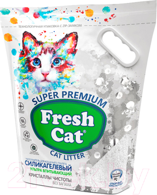 Наполнитель для туалета Fresh Cat Кристаллы чистоты Силикагелевый. Без аромата / 640141