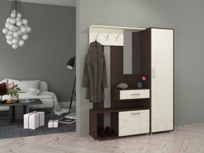 Шкаф-пенал Genesis Мебель Энтер 1 (венге/дуб молочный)