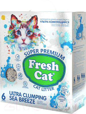 Наполнитель для туалета Fresh Cat Комкующийся. Морской бриз / 930474 - фото