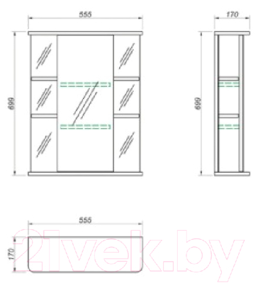 Шкаф с зеркалом для ванной Какса-А Гиро 55