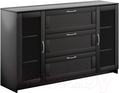 Тумба Mio Tesoro Сириус 2 двери со стеклом и 3 ящика 156x95 2.02.03.370.5 (дуб венге) - фото