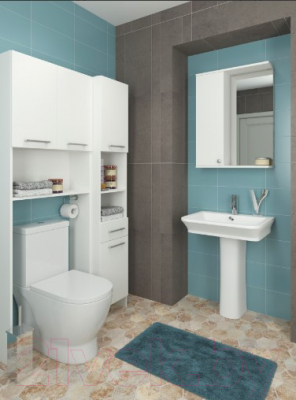 Шкаф с зеркалом для ванной Genesis Мебель 60x18x83 (белый)