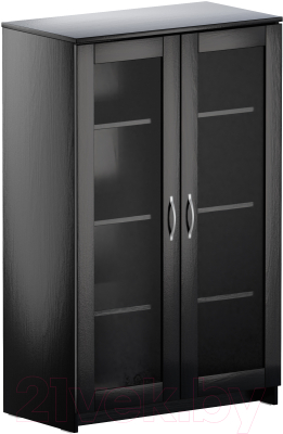 Тумба Mio Tesoro Сириус 2 двери со стеклом 78x123 2.02.03.390.5 (дуб венге) - фото