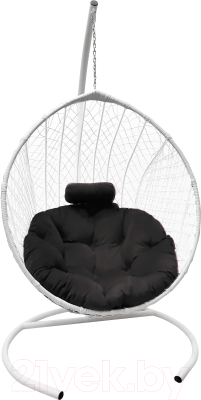 Кресло подвесное Craftmebelby Кокон Капля стандарт (белый/коричневый) - фото