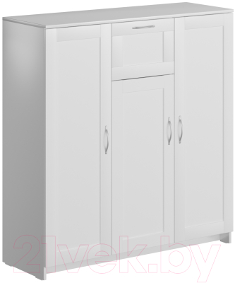 Тумба Mio Tesoro Сириус 3 двери и 1 ящик 117x123 2.02.03.320.1 (белый) - фото