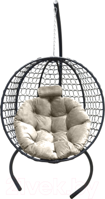 Кресло подвесное Craftmebelby Кокон Круглый Премиум (графит/бежевый) - фото