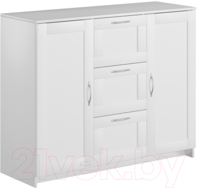 Тумба Mio Tesoro Сириус 2 двери и 3 ящика 117x95 2.02.03.340.1 (белый) - фото