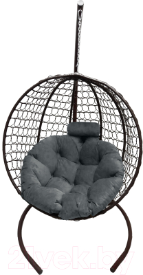 Кресло подвесное Craftmebelby Кокон Круглый премиум (коричневый/серый) - фото