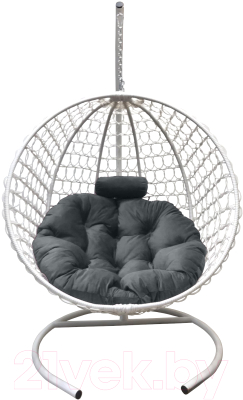 Кресло подвесное Craftmebelby Кокон Круглый Премиум (белый/серый) - фото