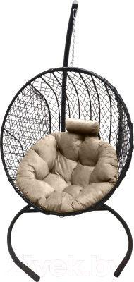 Кресло подвесное Craftmebelby Кокон Круглый стандарт (графит/бежевый) - фото
