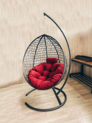 Кресло подвесное Craftmebelby Кокон Капля Премиум (черный/алый)