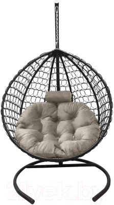 Кресло подвесное Craftmebelby Кокон Капля Премиум (черный/бежевый) - фото
