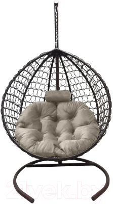 Кресло подвесное Craftmebelby Кокон Капля Премиум (коричневый/бежевый) - фото