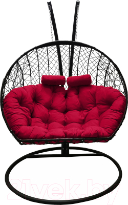Кресло подвесное Craftmebelby Кокон Двойной (черный/алый) - фото