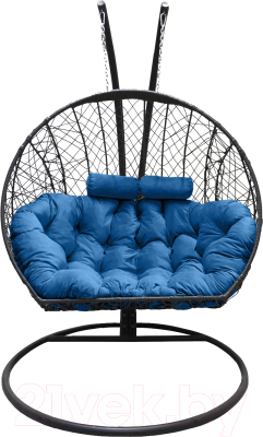 Кресло подвесное Craftmebelby Кокон Двойной (графит/голубой) - фото