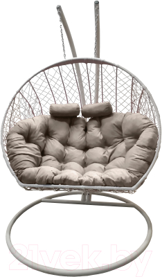 Кресло подвесное Craftmebelby Кокон Двойной (белый/бежевый) - фото