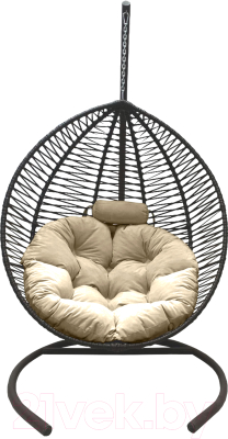 Кресло подвесное Craftmebelby Кокон Капля Зигзаг (графит/бежевый) - фото