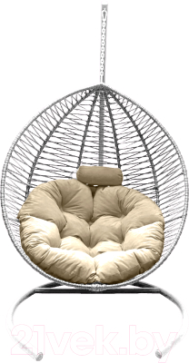 Кресло подвесное Craftmebelby Кокон Капля Зигзаг (белый/бежевый) - фото
