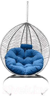 Кресло подвесное Craftmebelby Кокон Капля Зигзаг (белый/голубой) - фото