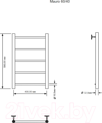 Полотенцесушитель электрический Aquanet Mauro 60x40 / 282001