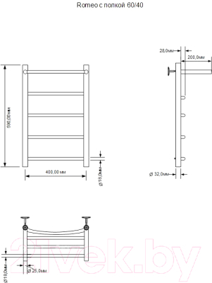 Полотенцесушитель электрический Aquanet Romeo 60x40 / 281989