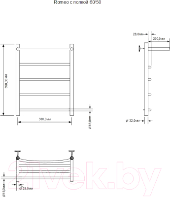 Полотенцесушитель электрический Aquanet Romeo 60x50 / 281990