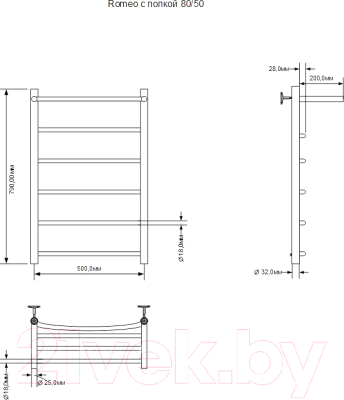 Полотенцесушитель электрический Aquanet Romeo 80x50 / 281991