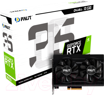 Видеокарта Palit RTX 3050 Dual 8GB (NE63050018P1-1070D)