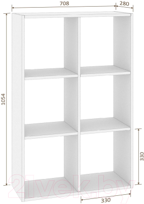 Стеллаж Кортекс-мебель Дельта-6 71x105 (белый)