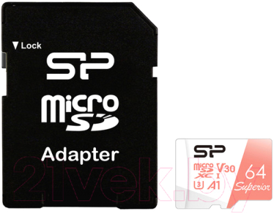 Карта памяти Silicon Power Superior microSDXC 64GB A1 Class 10 (SP064GBSTXDV3V20SP) - фото